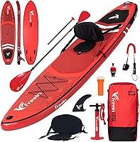 Vista 8 de Freein Tabla de remo inflable de 10 pies 6 pulgadas/11 pies, capacidad 2 en 1 SUP/Kayak con asiento ajustable, adaptador de bomba eléctrica, azul mar