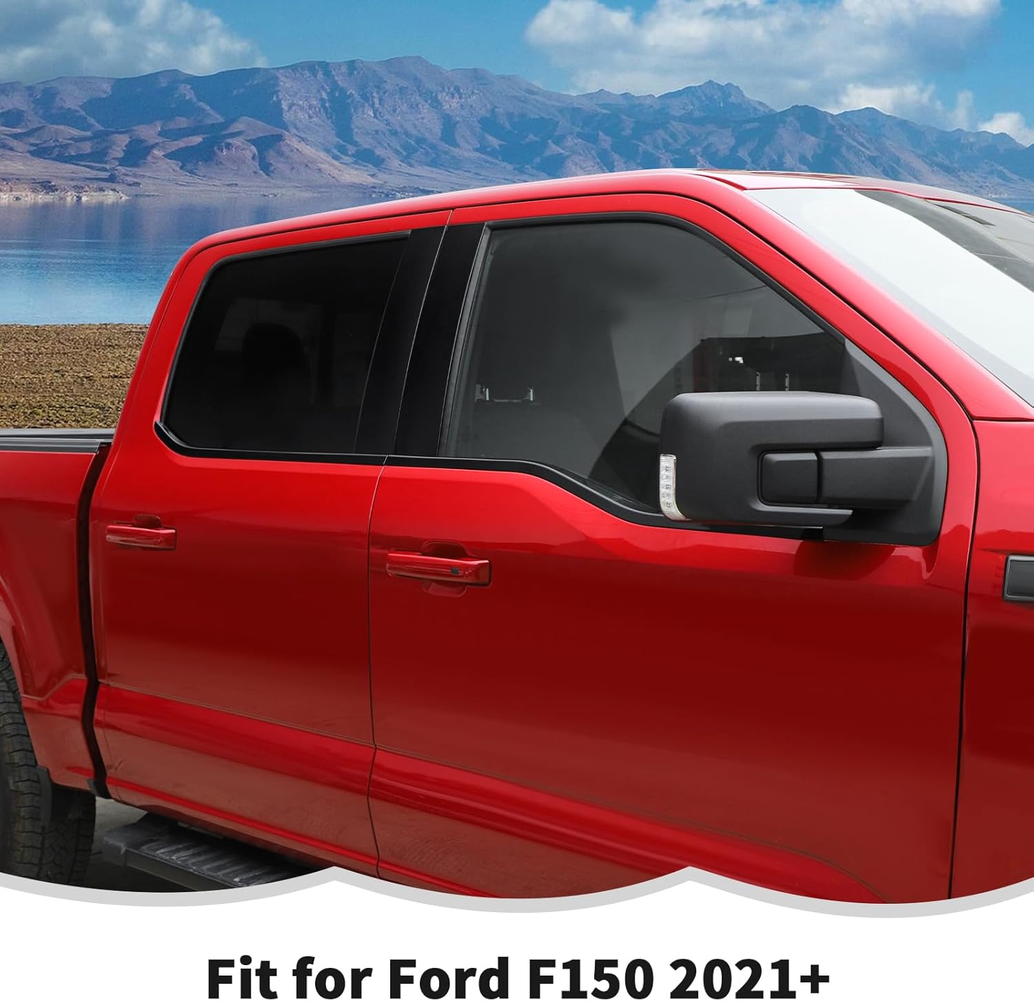 RT-TCZ Window Trim Strip Cover Window Molding Trim Cover Decoration Exterior Accessories for Ford F150 2021-2025 (Black)