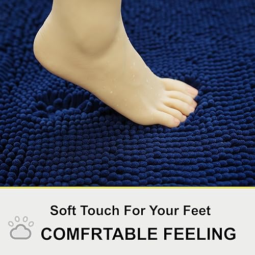 Miniatura 4 de BOANKODU Juego de 2 alfombras de baño de felpilla extrasuave absorbente, alfombra de baño con parte inferior antideslizante de PVC, lavables a