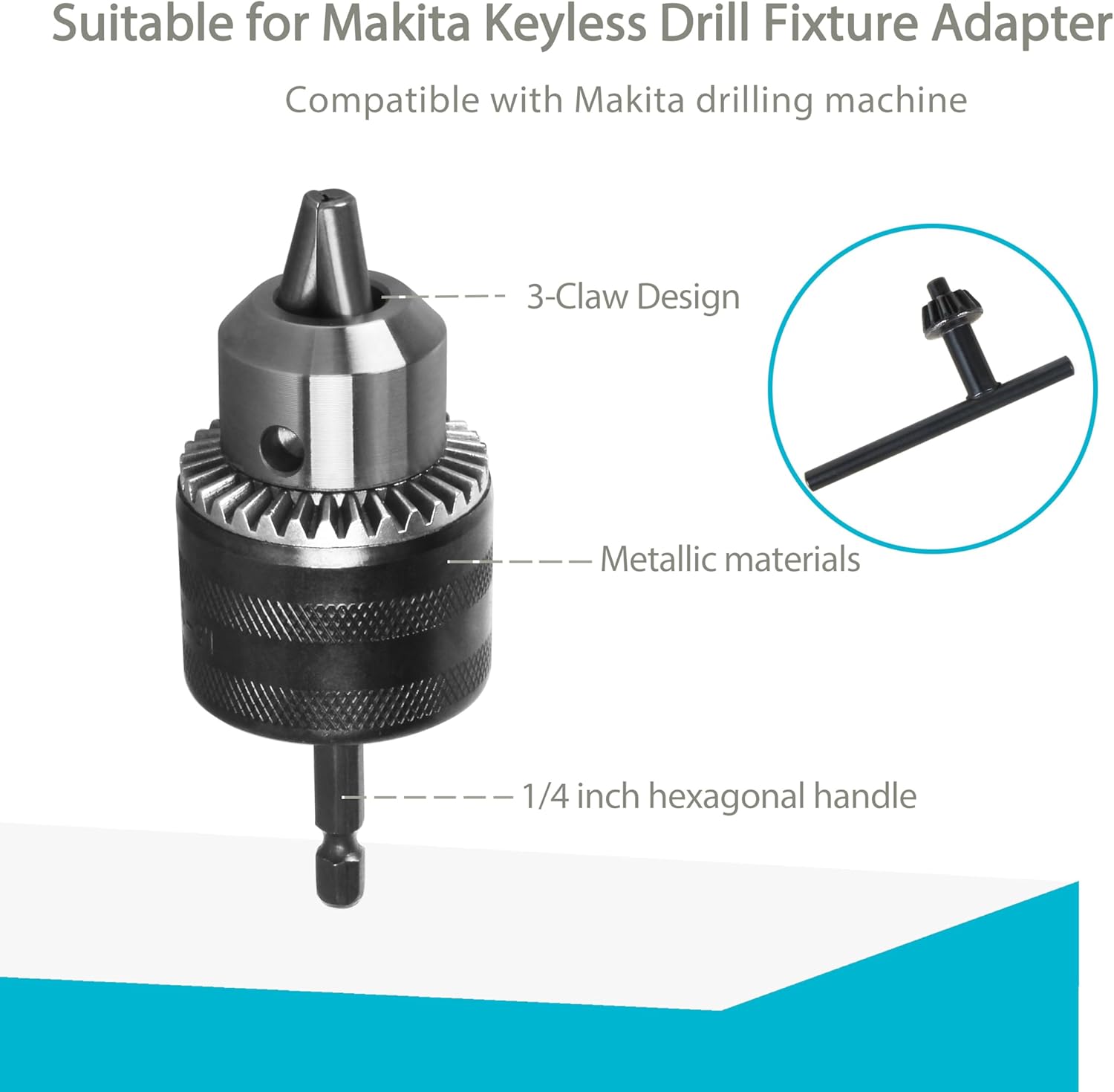 Drill Chuck 3/8 inch for Impact Driver, 1/4" Hex Shank Quick Connect Keyless Drill Chuck Adapter, 1.5-13mm Capacity