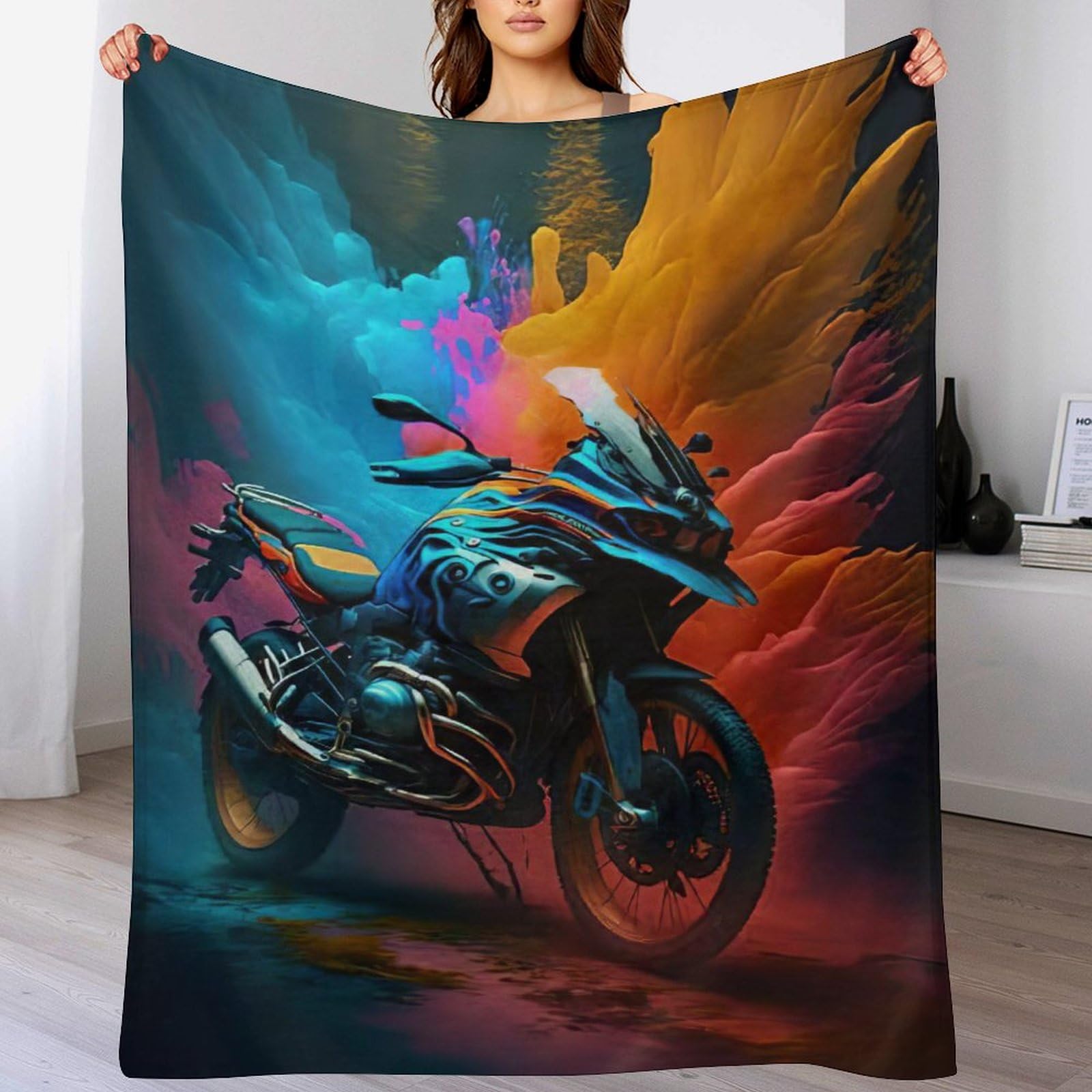 Manta de franela para sofá y moto 100x130 cm suave para cuatro estaciones