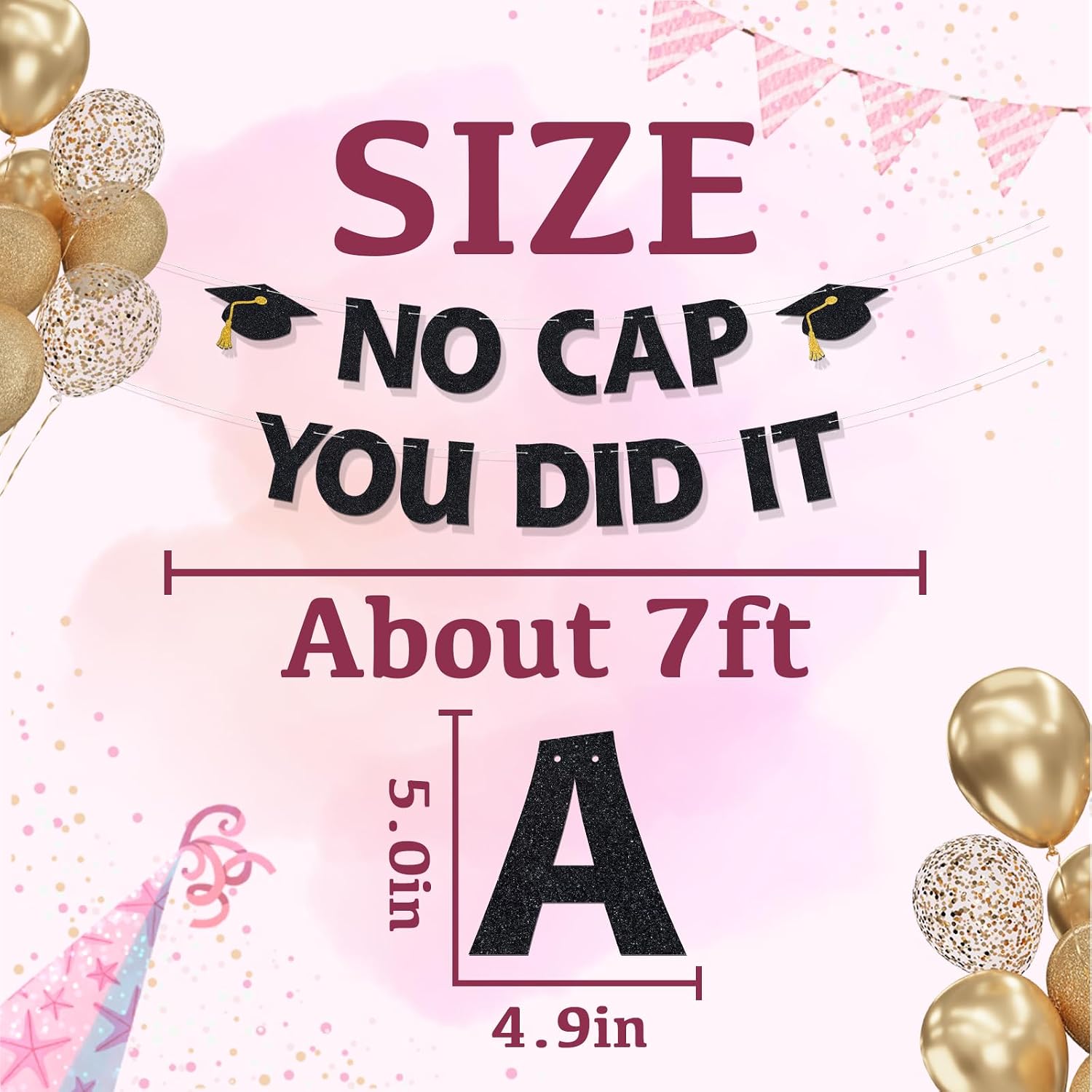 No Cap You Did It Banner, Class of 2026 Graduation Party Decor image 2