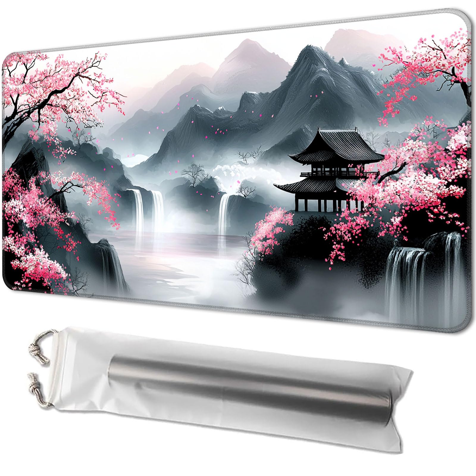 Playmat for TCG, with Free Storage Bags, Game Mat 24 x 14 inches, MTG and Board Game Mat for Cards, Ideal for Card Game Enthusiasts, Japanese Painting