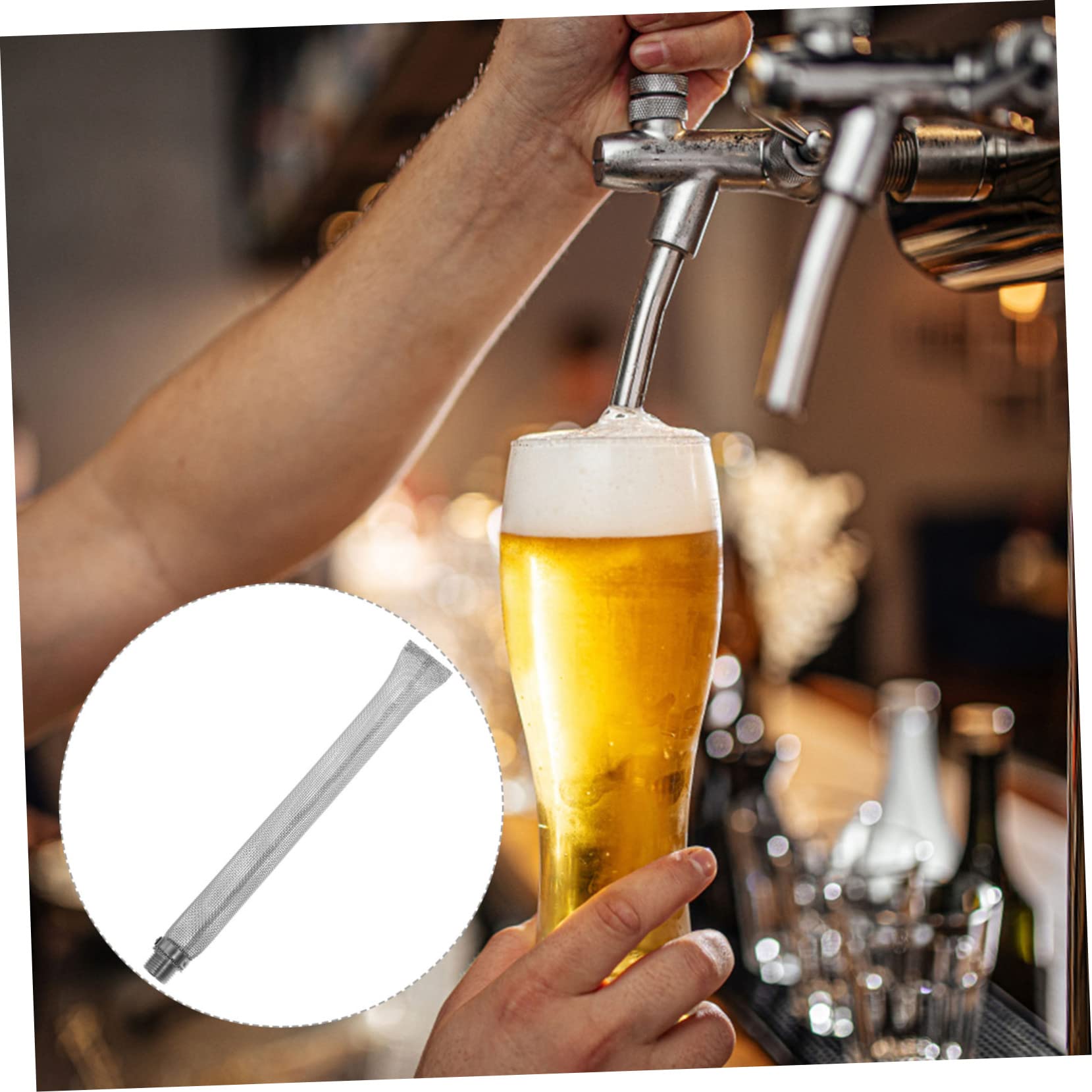 PRETYZOOM Stainless Steel Beer Filter Tube DIY Brewing Accessory for Home Brewing Mesh Strainer Tool for Beer Making Convenient Cleaning with Hose