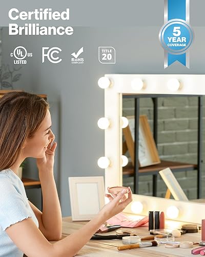 Miniatura 5 de Sunco Lighting Paquete de 4 bombillas LED G25 para espejo de baño, alto rendimiento 1000 LM, equivalente a 100 W 11 W, blanco cálido 3000 K,