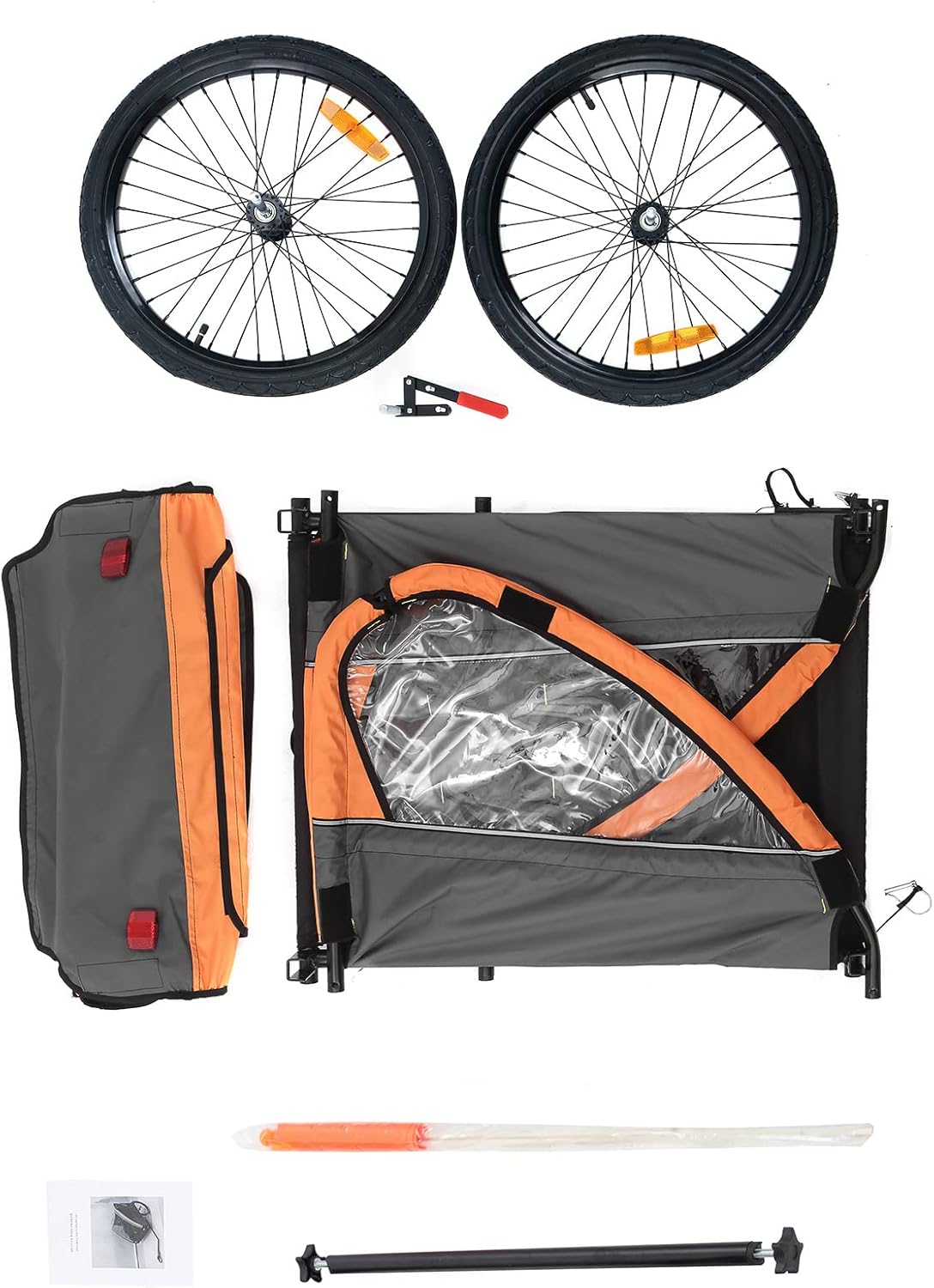 Kids Bike Trailer, Suitable for 1 to 2 Kids, 12+ Months, Quick Attach to Bike, Foldable, with 5-Point Harness and Storage Bags : Sports & Outdoors
