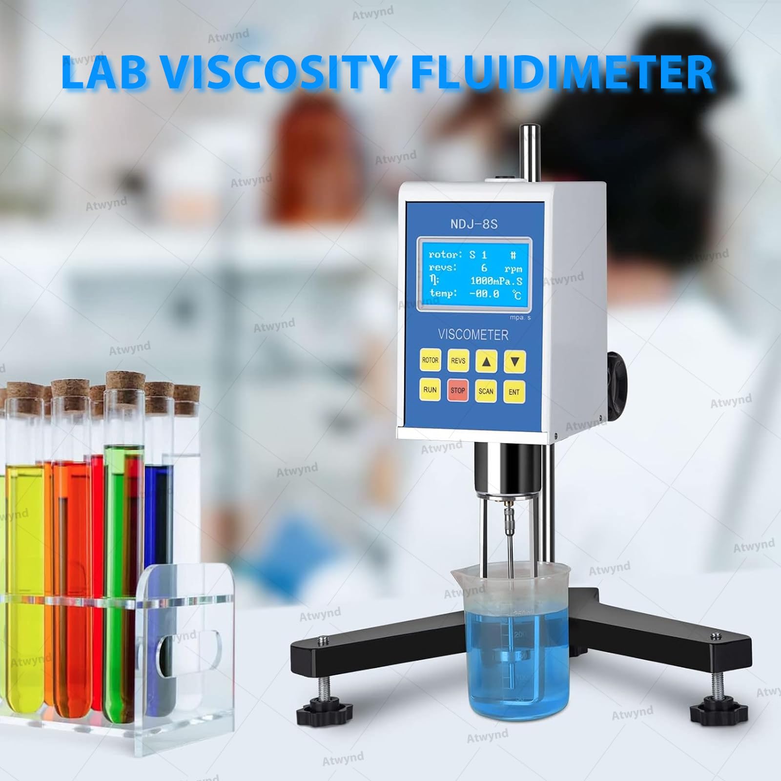 Cyfrowy wiskozymetr obrotowy do powłok, przenośny miernik lepkości do testowania cieczy, laboratoryjny fluidymetr lepkości z 4 wirnikami i sondą temperatury, 6-60 obr./min, do atramentów, klejów NDJ