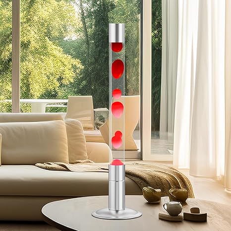 LKUA 30-Inch Relaxing Liquid Motion Lamps,Magma Lamps, Home Decor Living Room Office Bedroom Lamp for Adults (White Water Red Wax) photo 2
