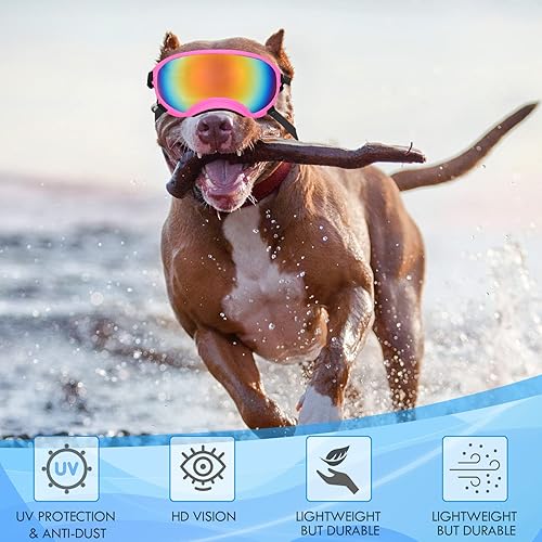Miniatura 10 de Gafas de sol grandes para perros, gafas para mascotas, con correa ajustable, gafas para perros medianos y grandes, para natación, patinaje, a prueba