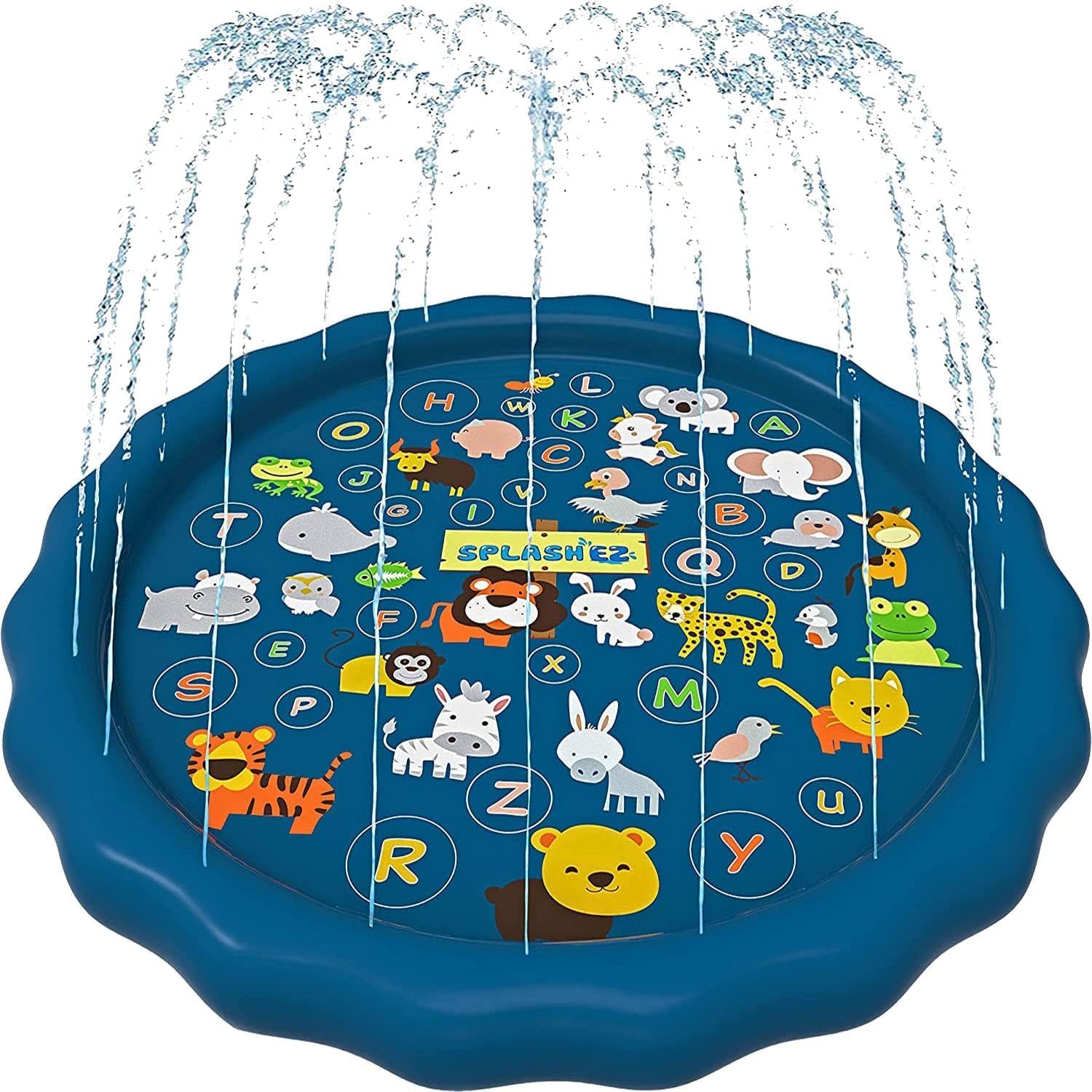 3-in-1 Sprinkler for Kids, Splash Pad, and Wading Pool for Learning – Children’s Sprinkler Pool, 60’’ Inflatable Water Toys – “from A to Z” Outdoor Swimming Pool for Babies and Toddlers