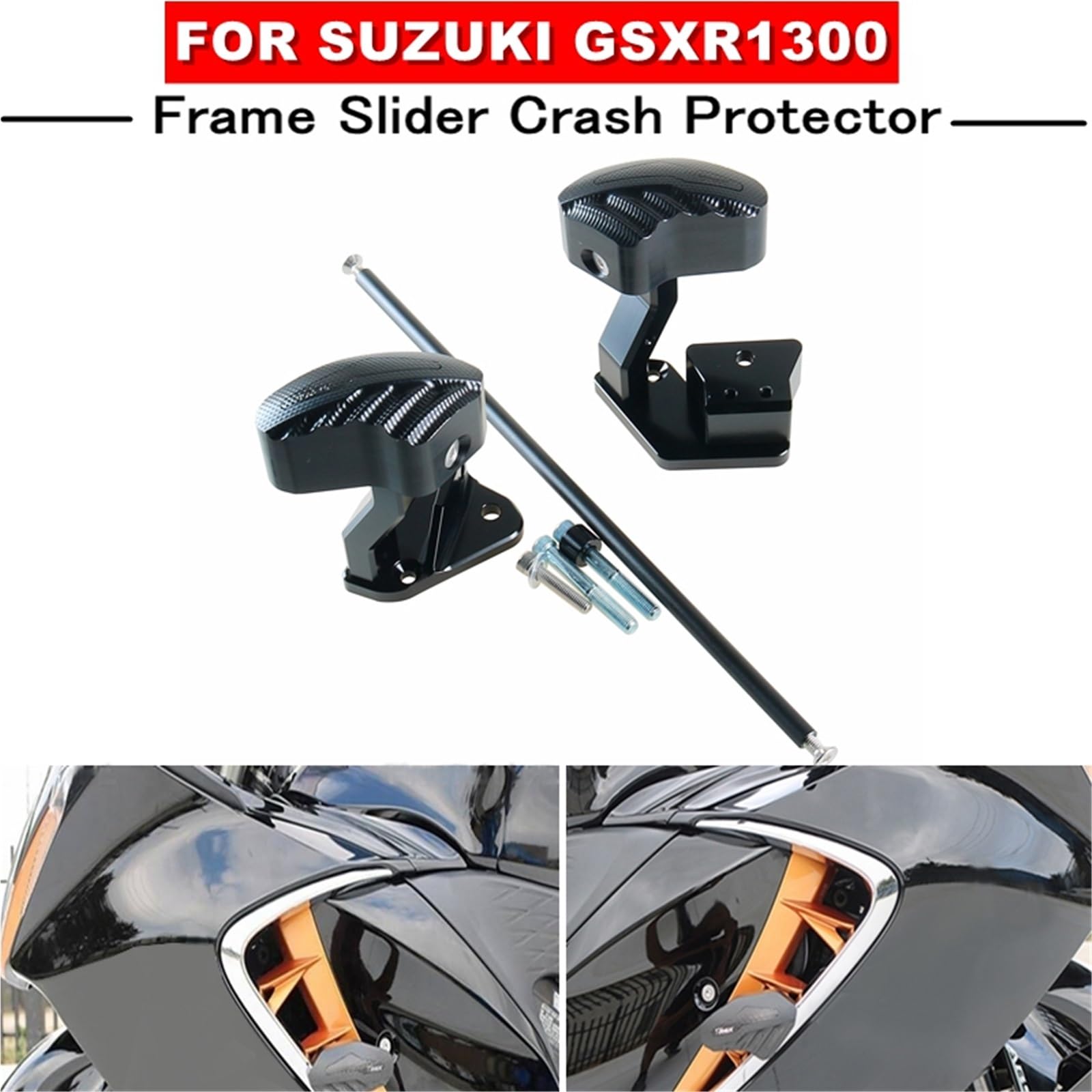 Gmoli Motocyklowych Pasuje do SUZUKI GSXR1300 2021-2023 listwa zabezpieczająca przed zderzeniem szyna ochronna silnika zderzaki motocyklowe rama suwak motocykla zderzak(Black)