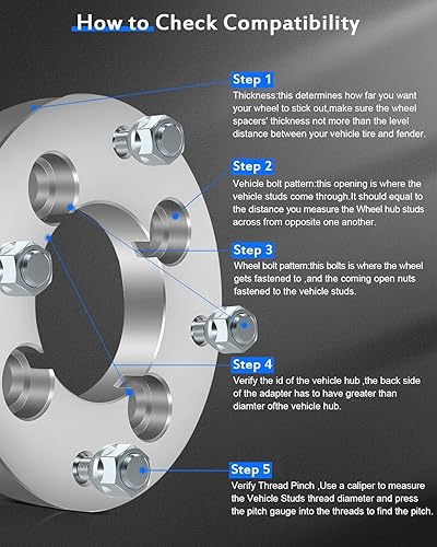 Miniatura 2 de ECCPP 4 adaptadores espaciadores de rueda de 4 lengüetas de 1 pulgada de 4x110 a 4x137 10x1.25 2.913 in compatibles con 2007-2016 para Rancher 420
