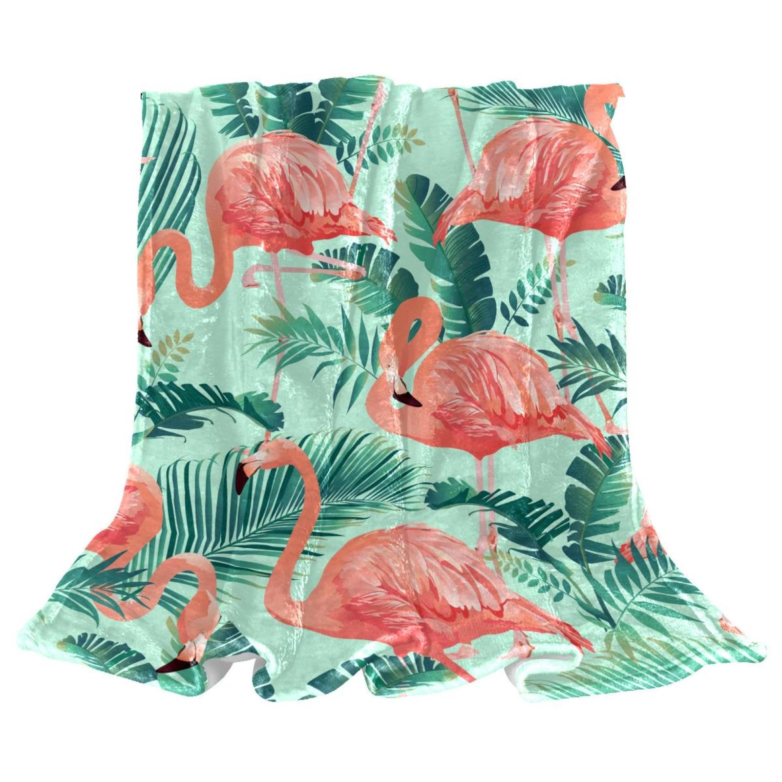 Couverture polaire flamant microfibre anti-froid pour grand canapé