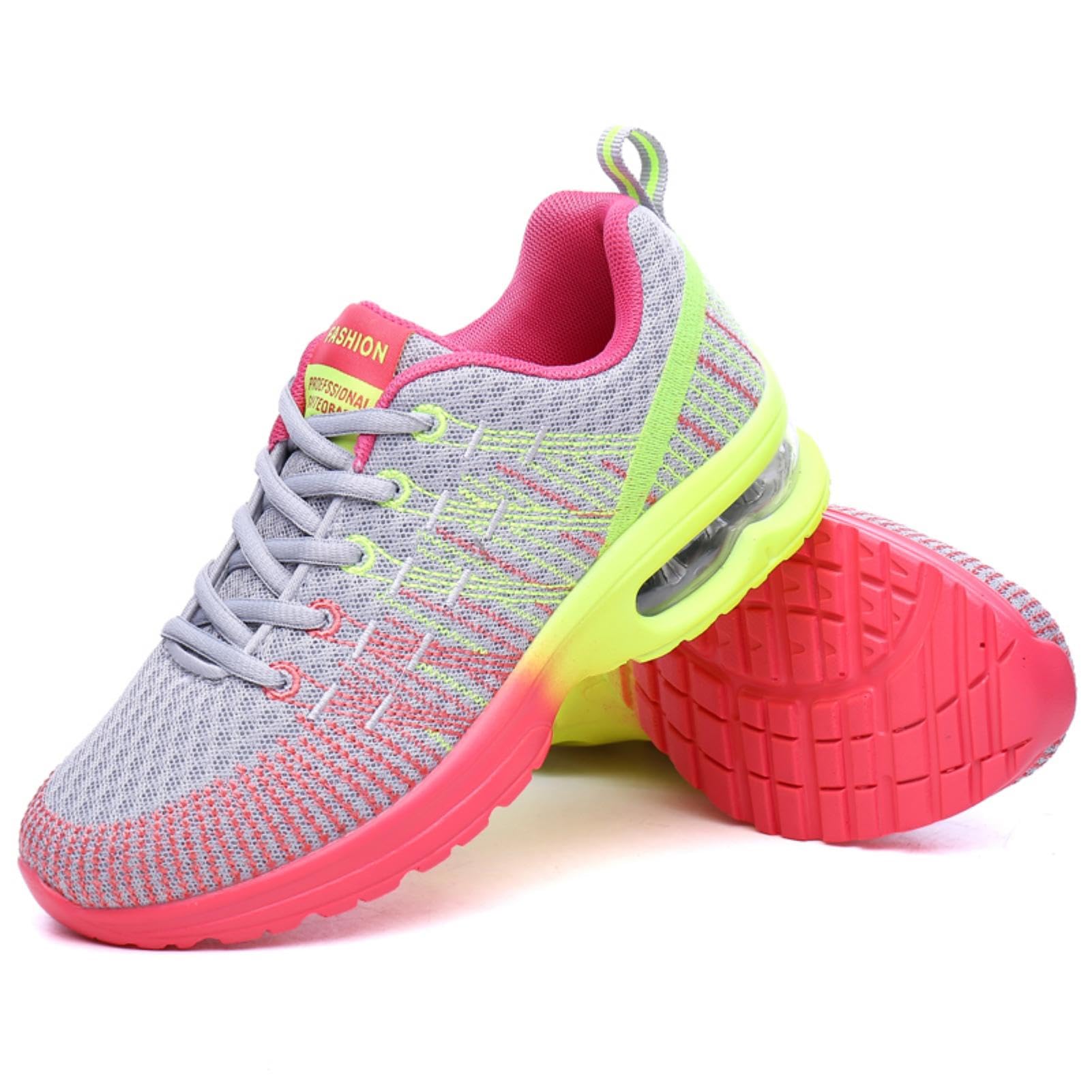 Hitmars Scarpe Running Donna Scarpe Ginnastica Corsa Sportive Sneakers Traspiranti Leggero Air Scarpe Camminata Fitness Jogging Casual all'Aperto Nero Grigio Rosso EU 36-42