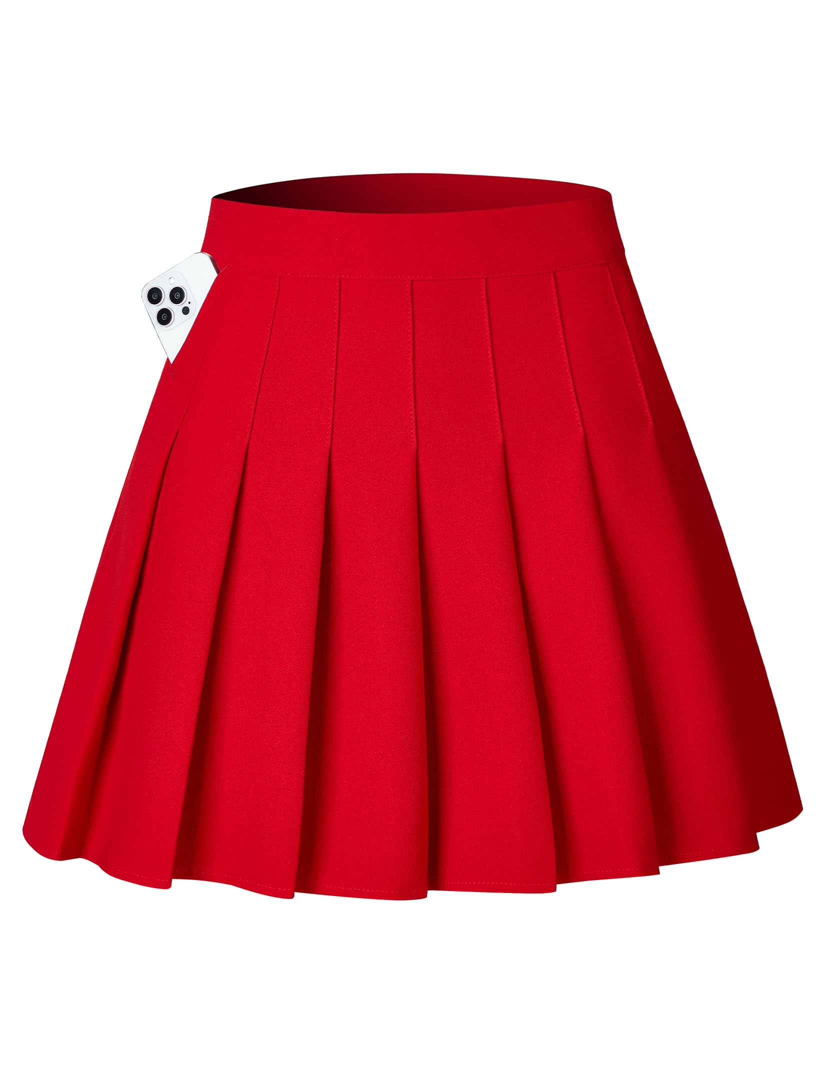 Shestellar Women's High-Waisted Pleated A-Line Mini Tennis Skater Skirt