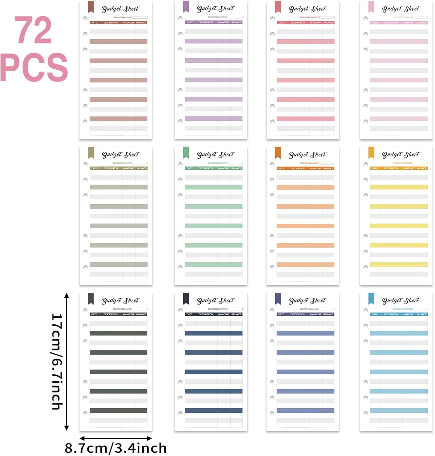 Mlife 72pcs Expense Budget Sheets, Bill Organizer for A6 Budget Binder