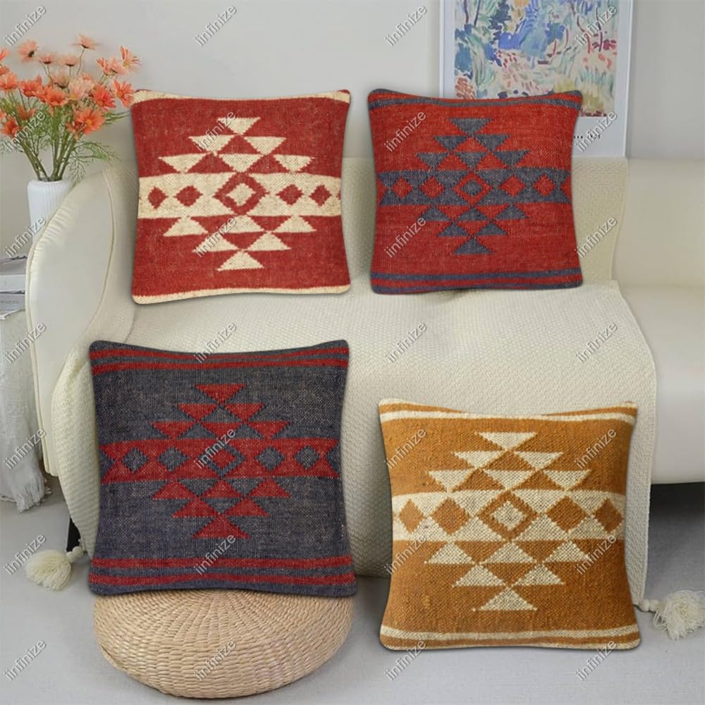 Housses de coussin Kilim en jute et laine pour un canapé bohème et chaleureux