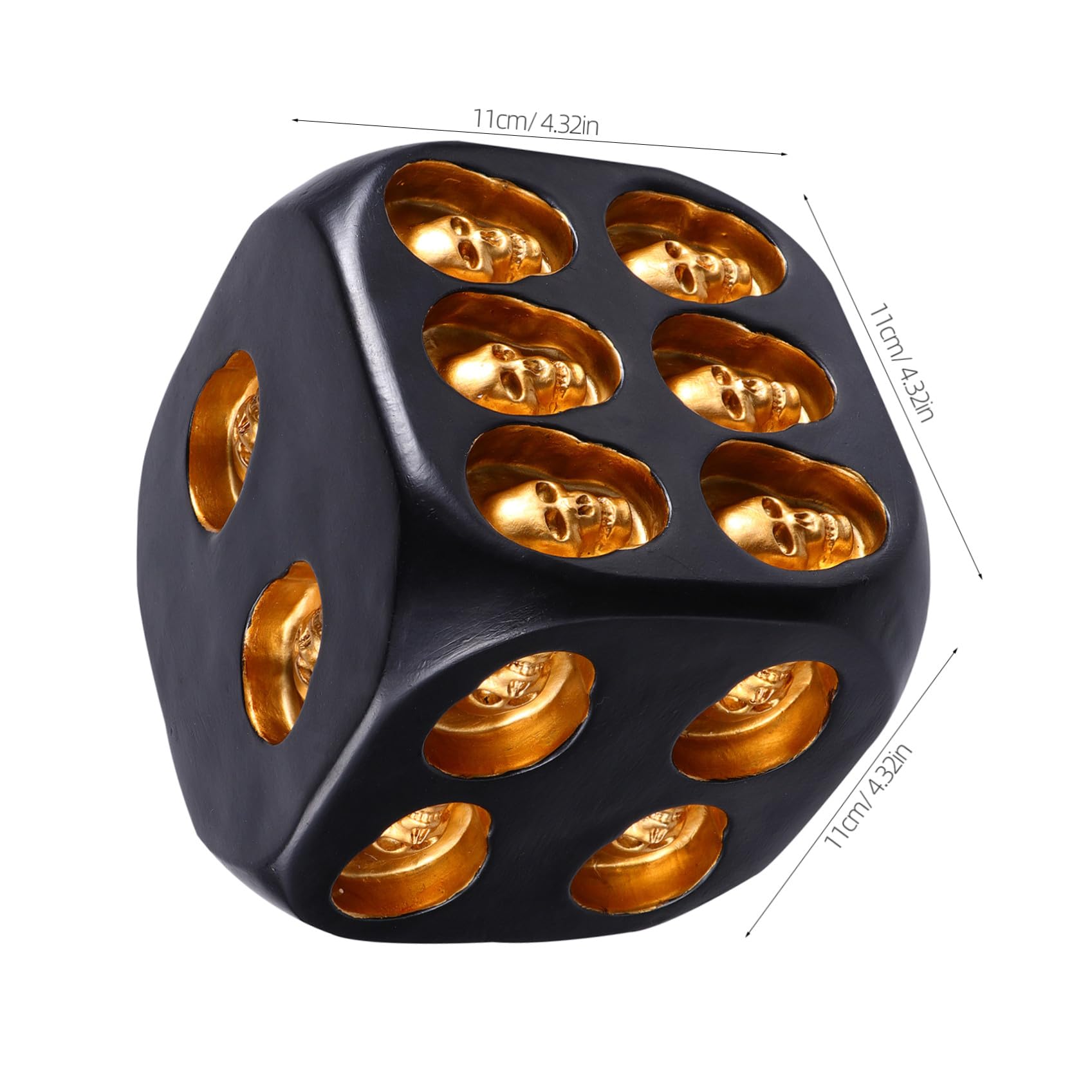 Toddmomy Jouet de Dés de Crâne 10, 5cm en Résine Noire, Ambiance Halloween | Décoration de Fête, Modèle Créatif pour Soirée et Carnaval, Objet Ornemental au Style Unique