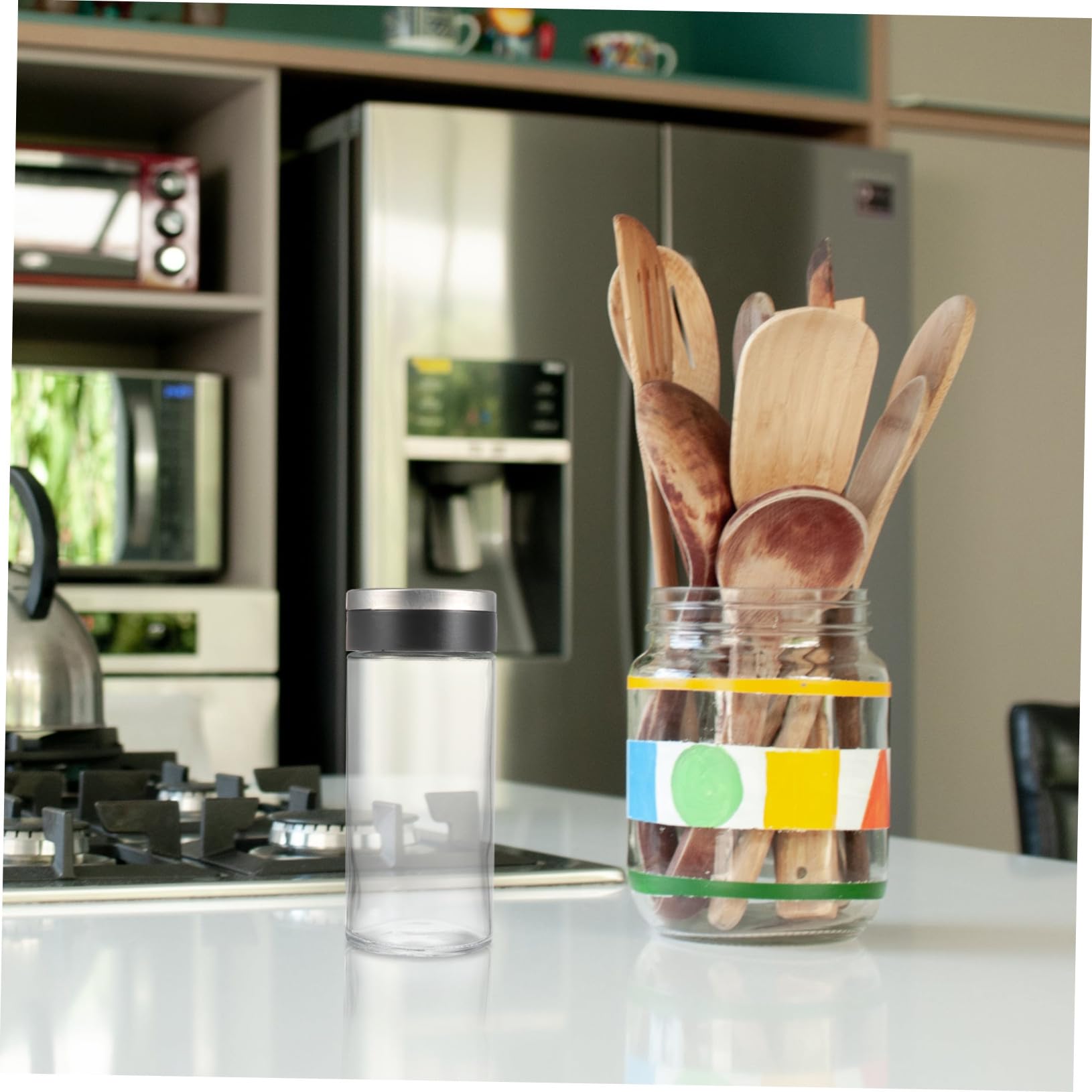 Gatuida Gewürzglas Zufällige Farbe 4 Stück aus Glas mit Dicht Schließendem Deckel und Glatter Oberfläche Kompakte Küchengewürzflaschen für Zucker und Gewürze für Küche