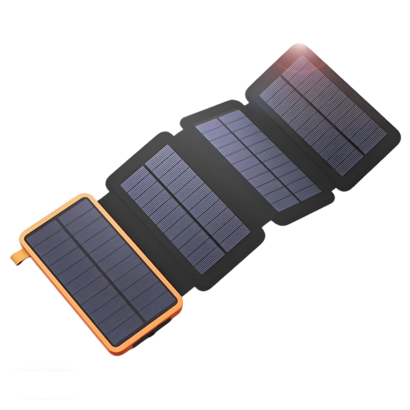 PONDON la Banca pieghevole di energia solare 20000Mah, caricatore all'aperto arancio con quattro pannelli solari, tipo-C, torcia elettrica 110H
