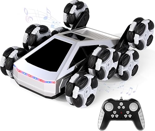 Auto de control remoto 8WD, 2.4GHz 360 giratorio de acrobacias RC con luces LED y música, juguete de escalada 116 para niños, regalo de cumpleaños