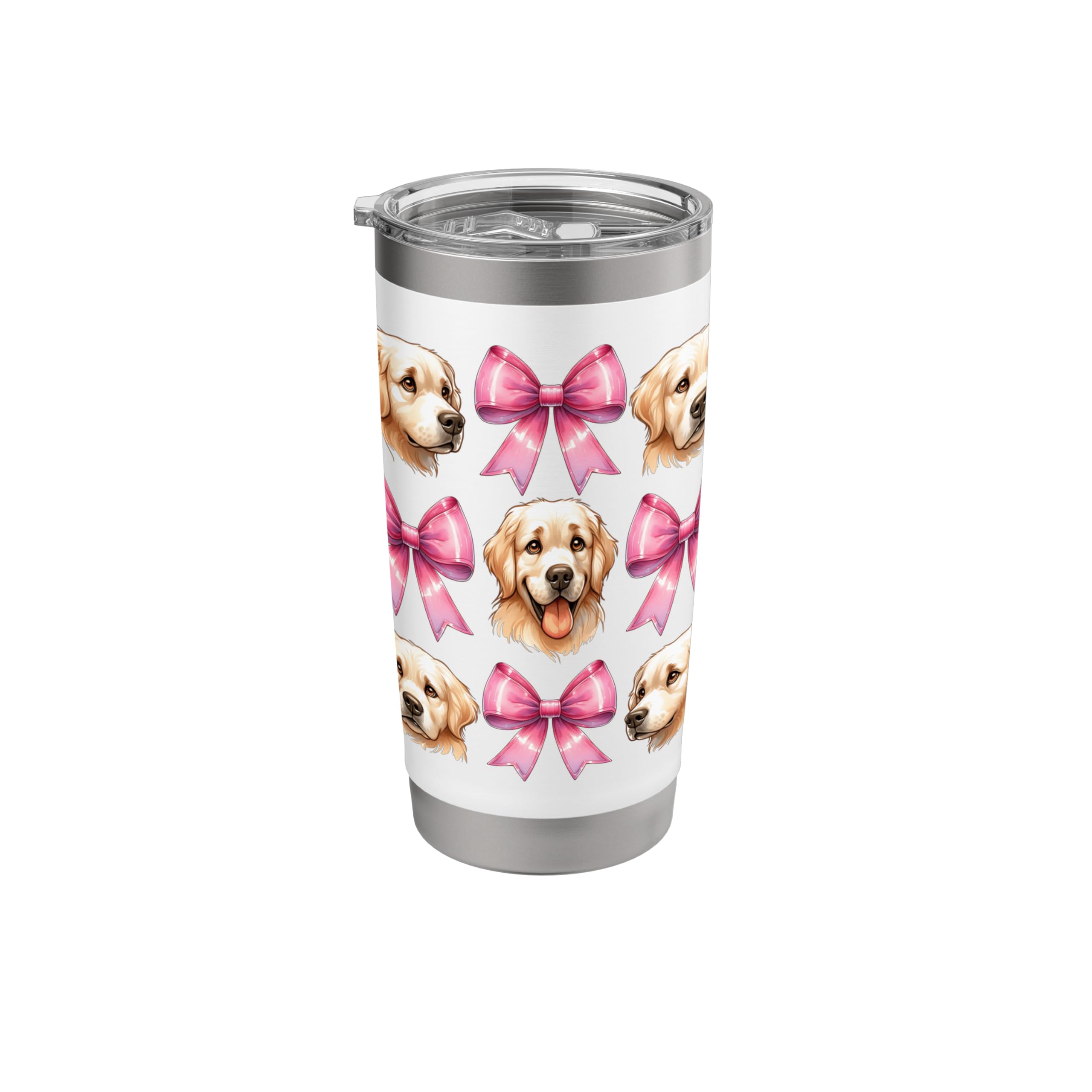 Coquette Bow Golden Retriever Dog Mom Pink Cute Mothers Day Stainless Steel Insulated Tumbler