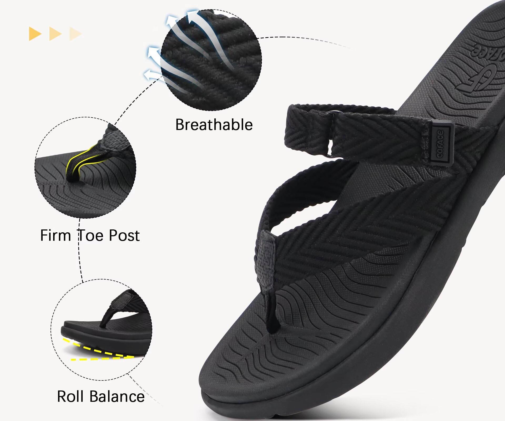 COFACE Orthopedique Tongs Femme Confortable Soutien Voûte Plantaire été Plage Piscine Tongue Legere Yoga Mat Tissu Flip Flop Antidérapante Caoutchouc Semell