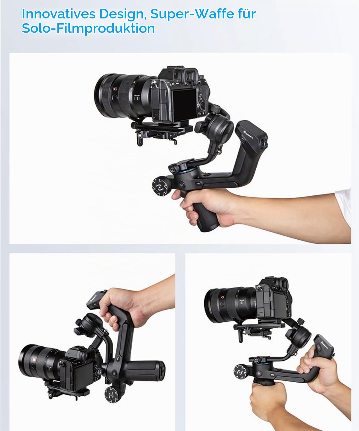 FeiyuTech SCORP-2 Kit Kamera Stabilisator, integrierter AI-Tracker, 3-Achsen-Gimbal für spiegellose Sony/Canon/Nikon/Fujifilm- und DSLR-Kameras, Upgrade-Joystick und Touchscreen, 5.51lbs Zuladung