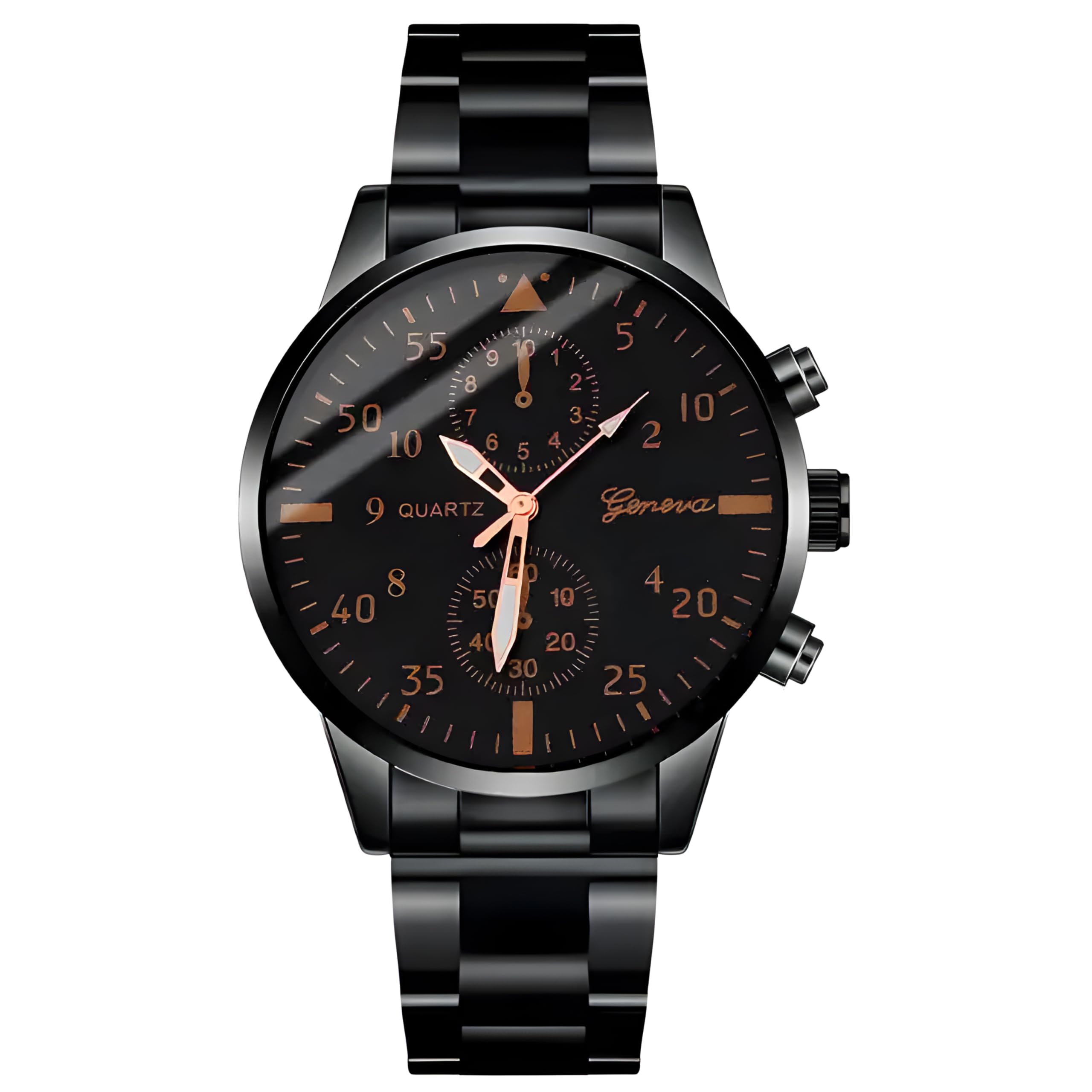 Retoo Reloj para Hombre, Reloj Analógico, Diámetro de la Caja 40 mm, Acero Inoxidable, Mecanismo de Cuarzo, Clásico para Negocios, Negro - Marrón Dorado, para Restaurantes, Oficinas, Iglesias