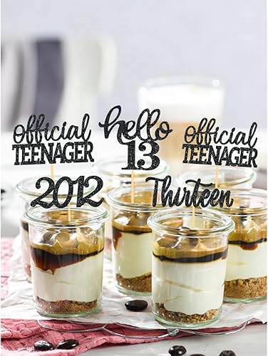 Miniatura 10 de 24 adornos para cupcakes con purpurina para cumpleaños número 13, decoraciones para tartas de cumpleaños de 13 años, decoraciones oficiales de