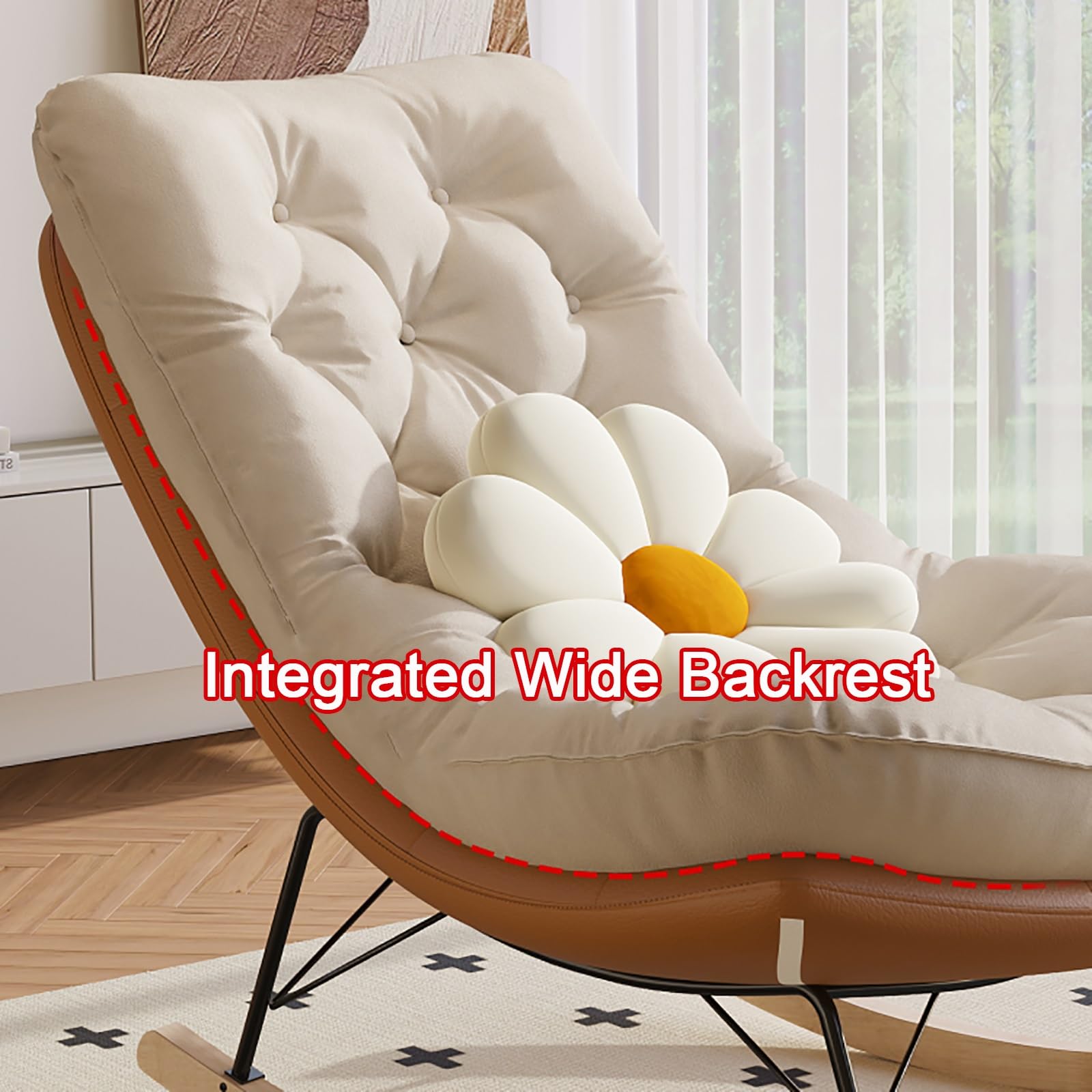 Schaukelstuhl für Kinderzimmer, Lazy Sofa Schaukelstühle，mit Hoher Rückenlehne Schaukelsessel, für Kinderzimmer, Schlafzimmer, Wohnzimmer (Color : Off-White, Size : A)