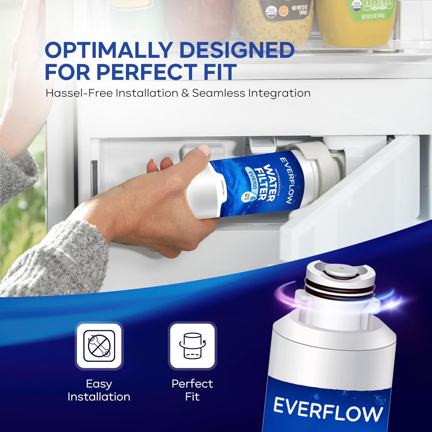 EVERFLOW DA29-00020B Refrigerator Water Filter Compatible with Samsung DA29-00020A/B, HAF-CIN/EXP, RF28HFEDBSR, RF263BEAESR, RS25J500DSR, RF4287HARS, DA97-08006A – 3 Pack
