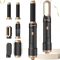 Atopskins 6 az 1-ben Hajformázó Készlet - 1000W Hajszárító, Meleglevegős Körkefe, Hajegyenesítő, Göndörítő - Fekete 1