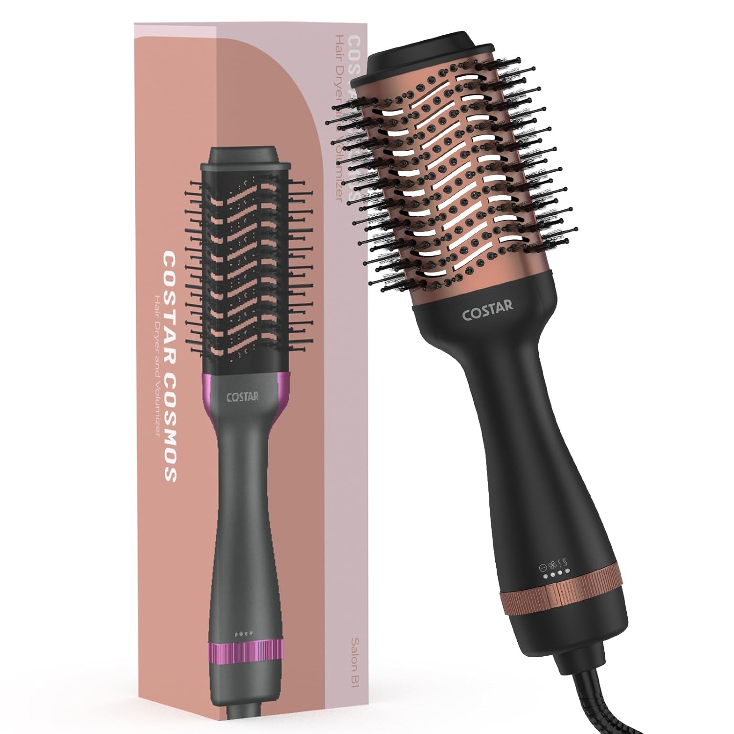 COSTAR Hot Air Blow Brush, 4 in 1 Hair Dryer and Styler Volumizer with Negative Ion Anti-frizz Ceramic Titanium Barrel Hot Air Straightener Brush with Oval Barrel, Professional Hot Air Brush for All Hair Types-Black-Gold COSTAR Hot Air Blow Brush, 4 in 1 Hair Dryer and Styler Volumizer with Negative Ion Anti-frizz Ceramic Titanium Barrel Hot Air Straightener Brush with Oval Barrel, Professional Hot Air Brush for All Hair Types-Black-Gold