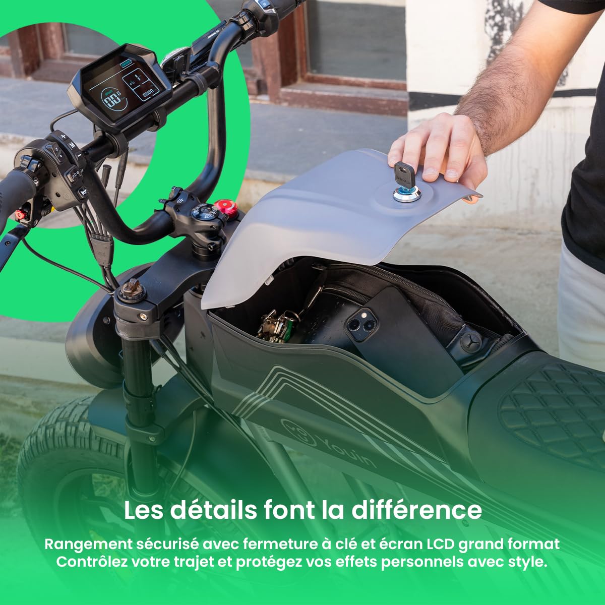 YOUIN NO BULLSHIT TECHNOLOGY Youin BK7100 Vélo électrique pliable Fat Bike 20 pouces 100 km d'autonomie Freins hydrauliques Suspension totale Altus 7 vitesses Changement Écran LCD Batterie
