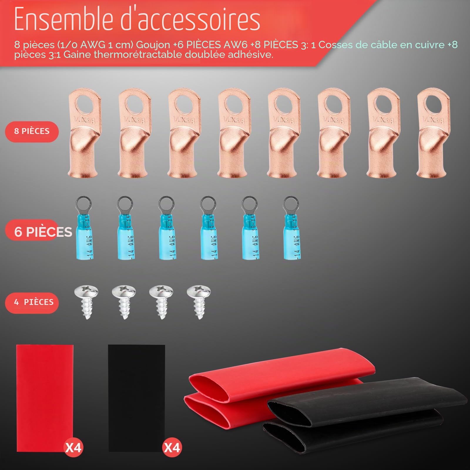 Barre de Distribution D'alimentation 12V-48V 250A 4 Goujons M8 5/16 3 Bornes à Vis M4 Bus Bar Bornier Bloc Distribution D'énergie avec Couvercles pour Voitures, Bateaux, Yachts (Rouge, Noir)