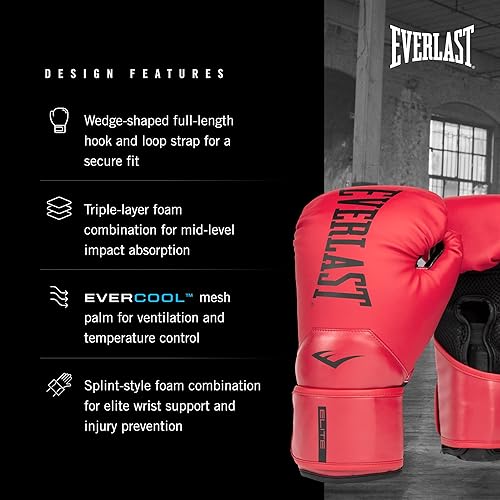 Miniatura 3 de Everlast Elite 2 Boxing Gloves  Pro Training Gloves for Men and Women  Secure Fit Hook and Loop Closure & Ventilation