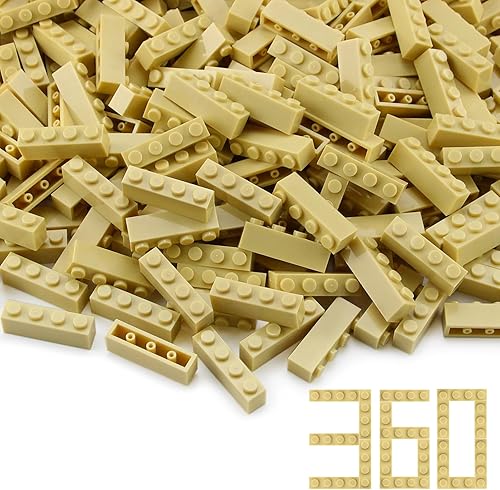 Feleph Juego de 400 piezas de 1 x 4 ladrillos de color marrón ladrillos clásicos para construcción a granel, juego creativo, accesorios básicos