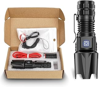 WINDFIRE Ultra Bright Flashlight USB Rechargeable, Powerful 10000 Lumen Handheld Flashlight with 4 Modes, Zoomable, IPX4 Waterproof Tactical Torch for Camping, Emergency, Dog Walking