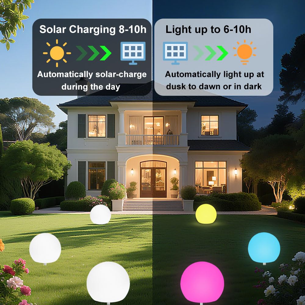 Globo solare da giardino da 30,5 cm, luce solare incandescente con telecomando, 16 RGB che cambia colore, impermeabile, grande lampada per esterni, illuminazione paesaggistica, lampada d'atmosfera con