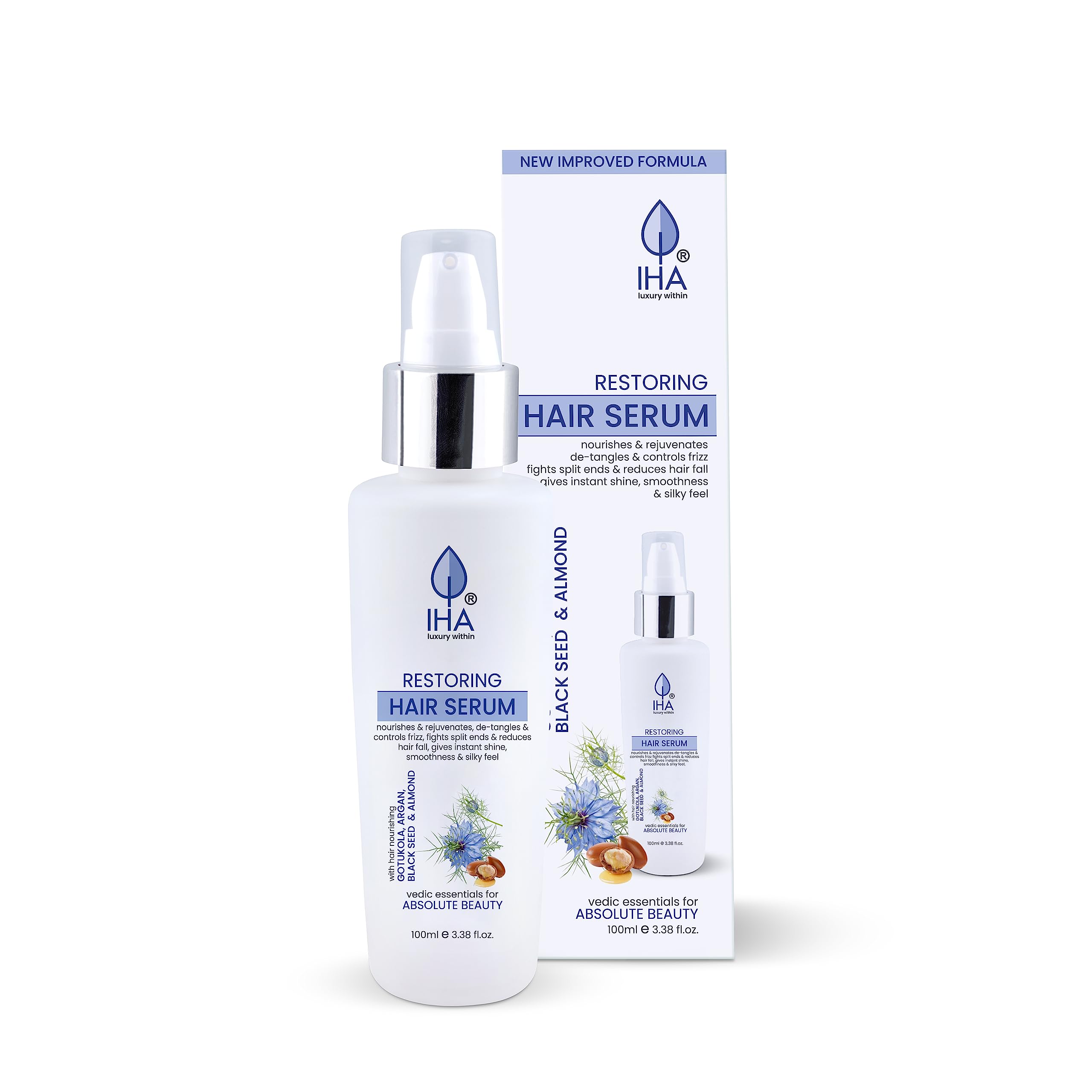 IHA Restoring Hair Serum with Argan and Black Seed Oil, 100 ml