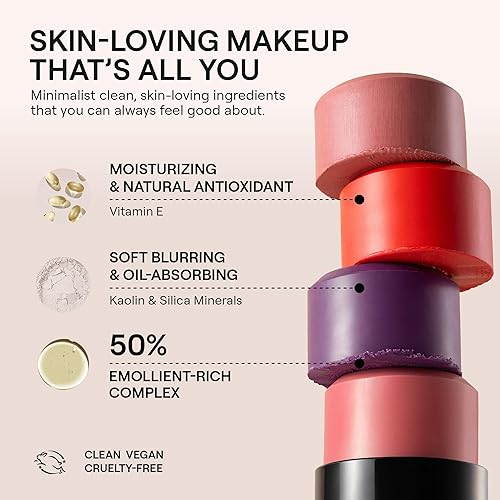 Miniatura 4 de Nudestix Nudies Blush Stick - Rubor crema 3 en 1 para mejillas, ojos y labios con cepillo integrado, acabado mate suave para un rubor natural