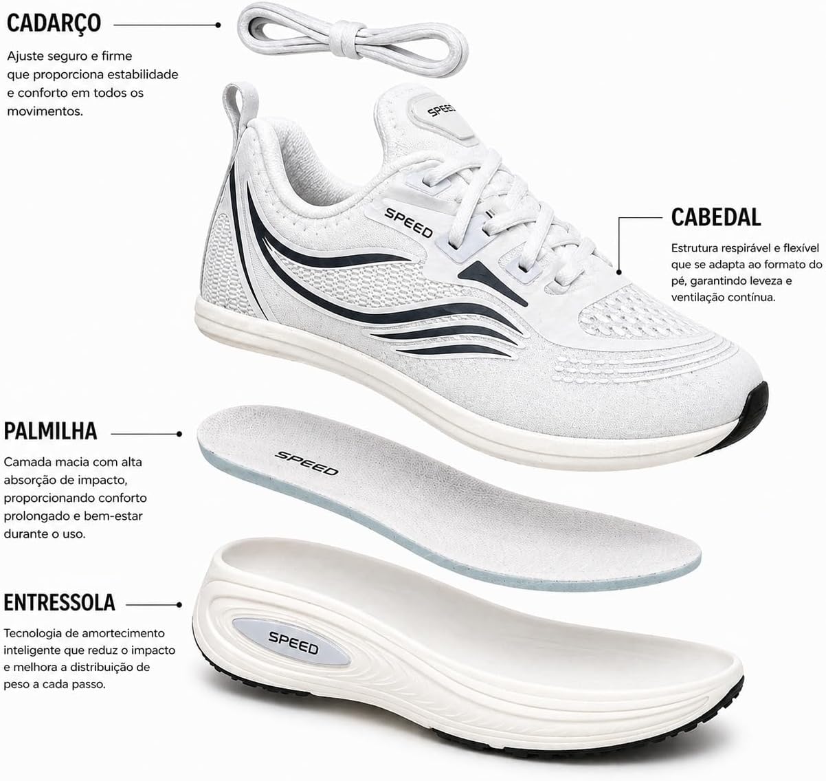 Tênis Speed 10 Masculino Academia Caminhada Corrida Treino Leve Confortavel Tênis Speed 10 Masculino Academia Caminhada Corrida Treino Leve Confortavel