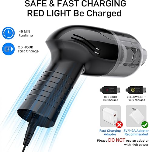 Miniatura 8 de Aspiradora de mano para automóvil, recargable con 10000 pa de alta potencia portátil mini aspiradora para automóvil, hogar, oficina, limpieza de