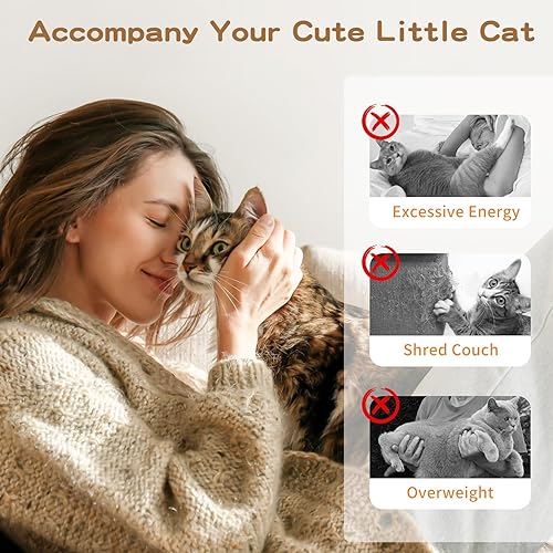 Miniatura 6 de Juguete de plumas para gato Pawaboo - Varita interactiva con varita extra larga de 34.5" y pequeña campana, juguete divertido para ejercitar a