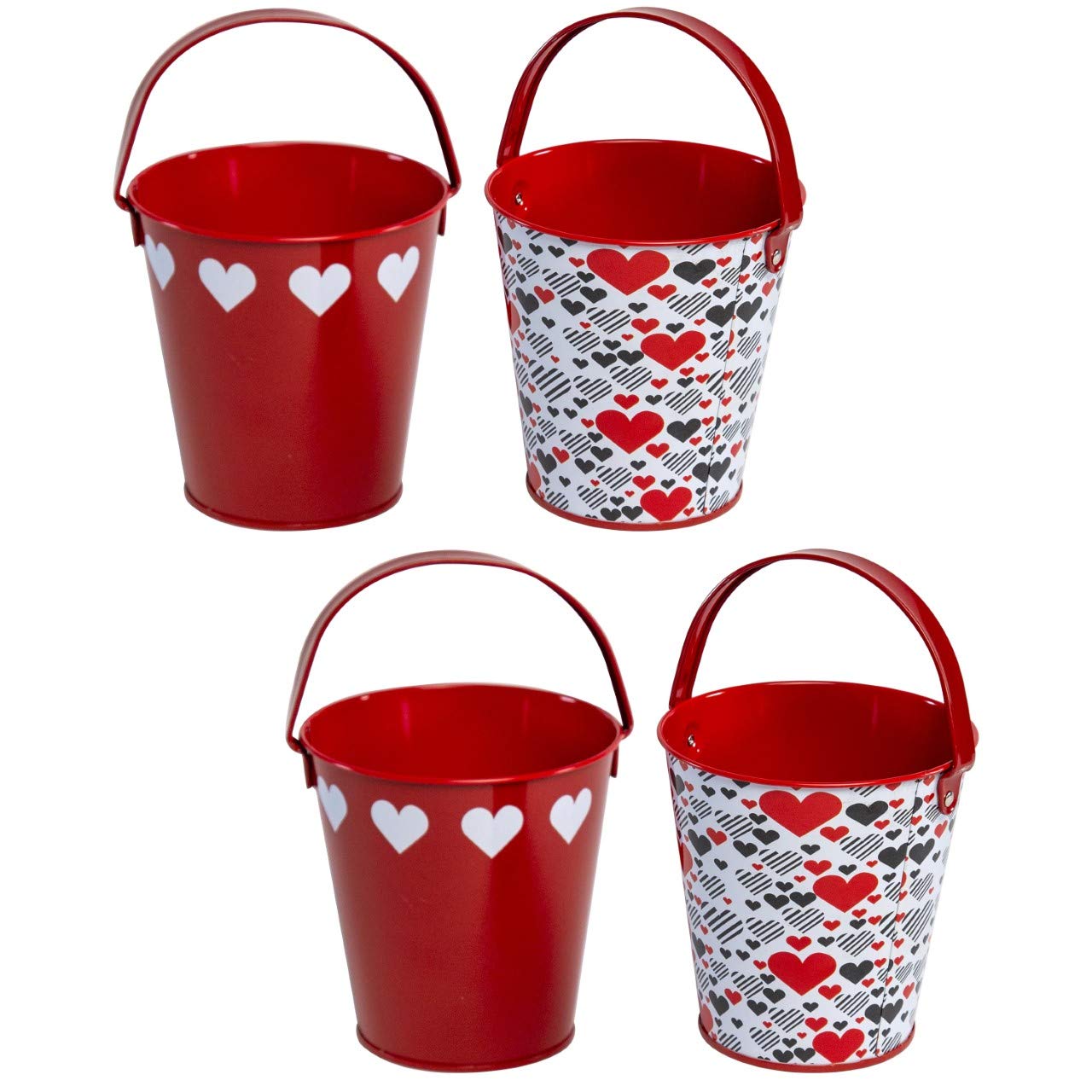Buy Red Valentines Mothers day Metal bucket with handle Crayon/Pencil Holder Favor Bucket Pails