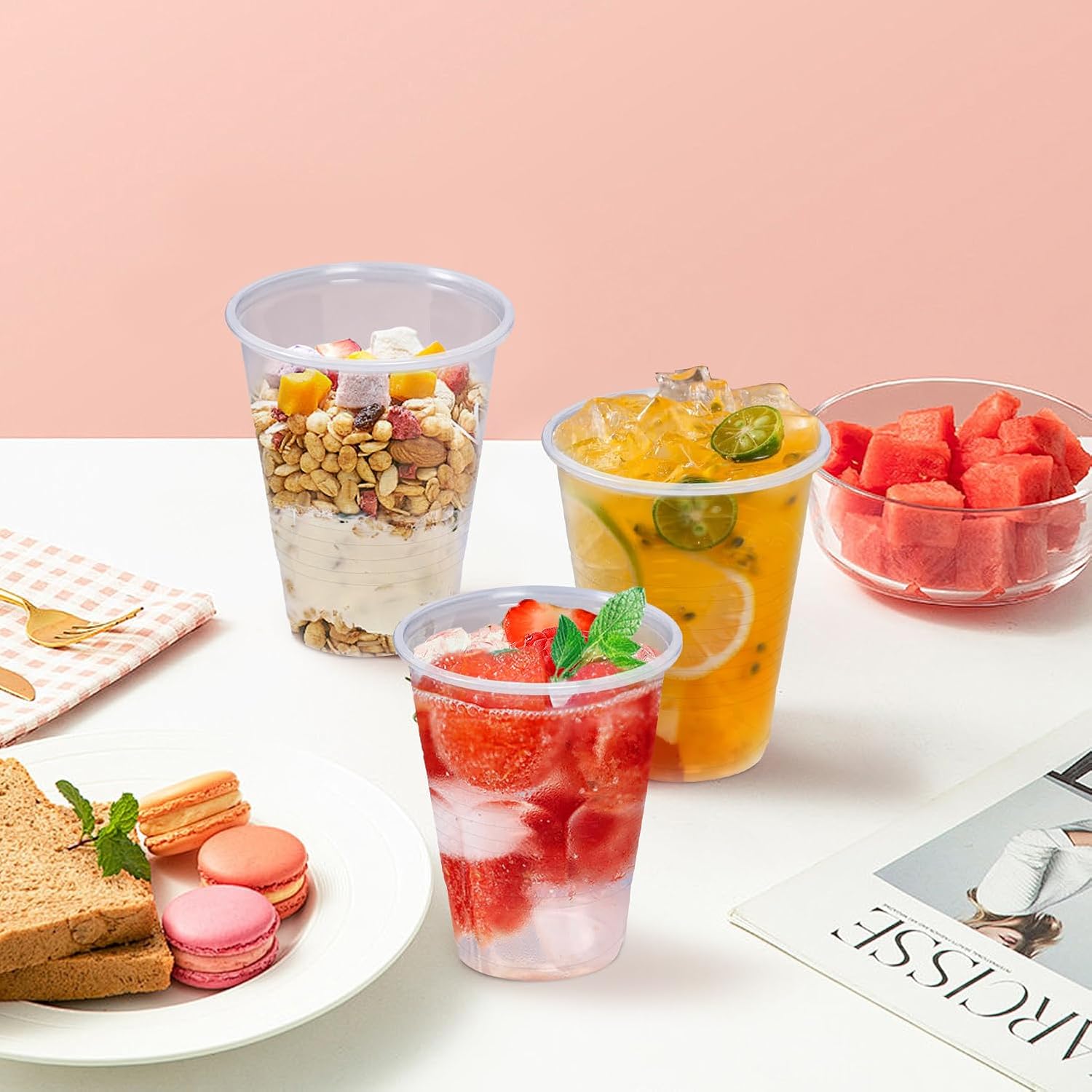 Plastic Cups 16 oz, 240 Pack - Clear Plastic Cups Disposable, Cold Drinking, Ice Coffee Cup for Party, Birthday, Holiday, Events & Everyday Use,Cold,Hot - Image 4