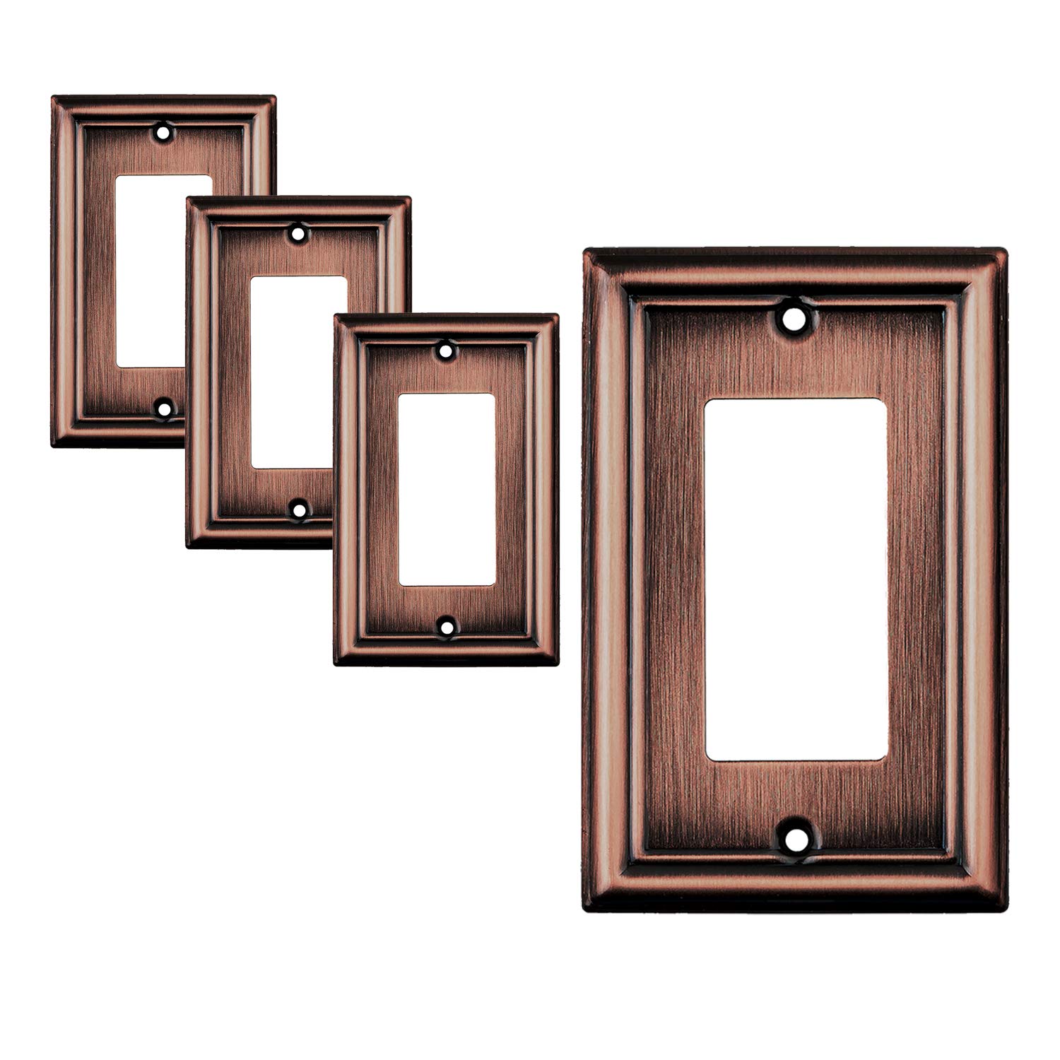 Wall Plate Outlet Switch Covers by SleekLighting | Decorative Beveled Copper | Variety of Styles: Decorator/Duplex/Toggle / & Combo | Size 1 Gang Decorator