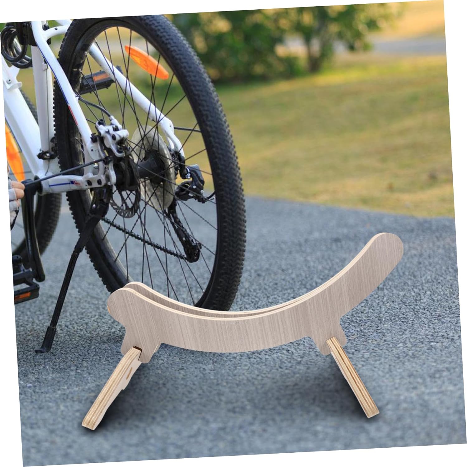 Milisten Elegant Wooden Parking Rack Bike Scooter Stand Detachable Stable Easy to Install for Bikes