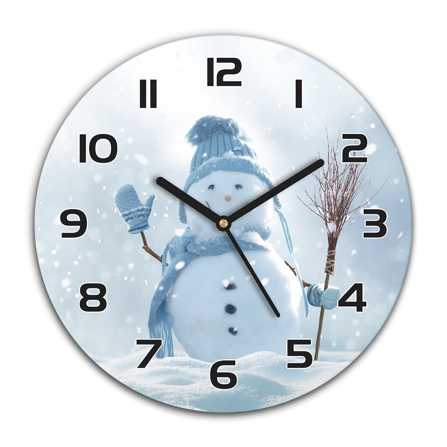 Horloge murale Noël élégante en verre salon moderne 30 cm